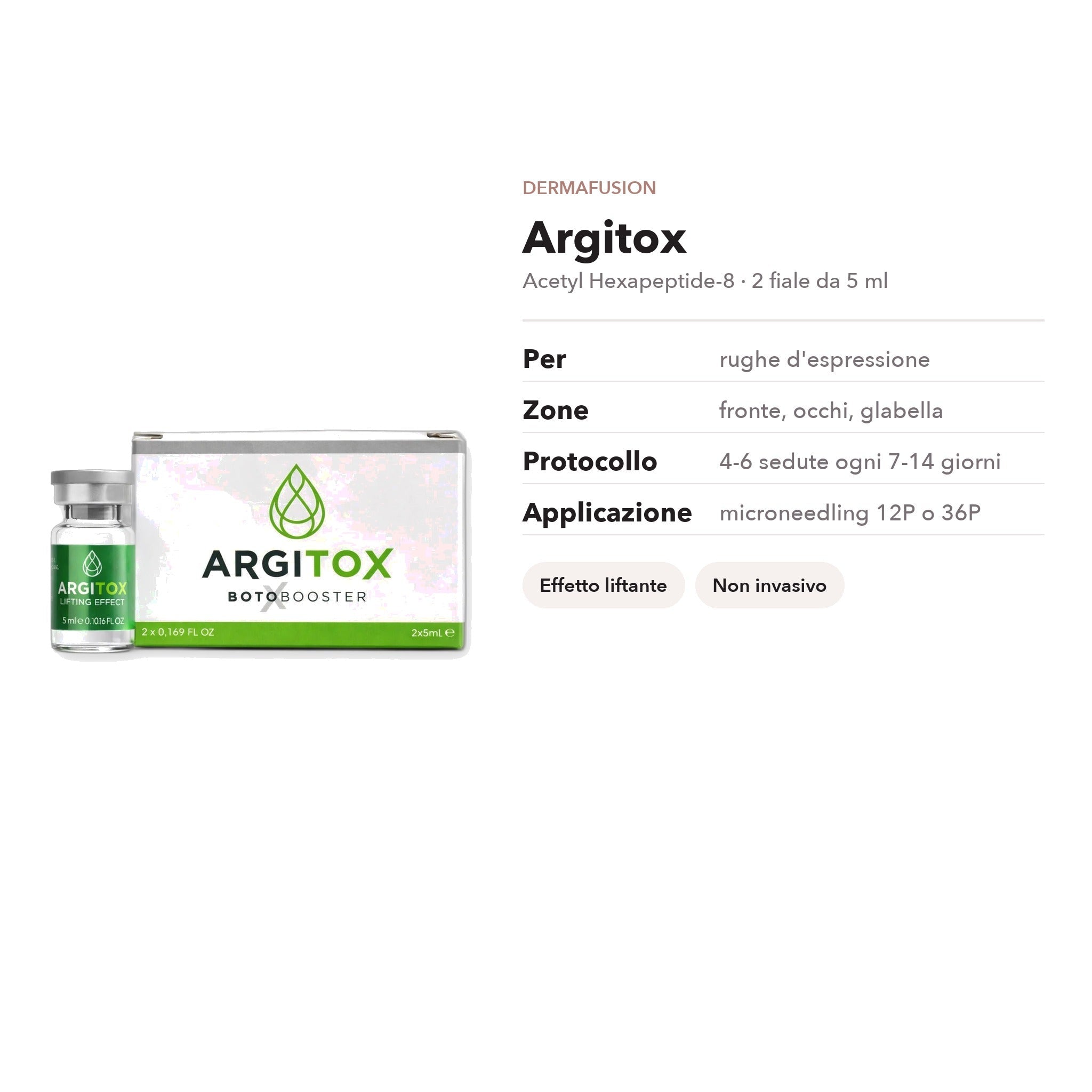 Argitox 2x5 ml — Soluzione liftante microneedling con Acetyl Hexapeptide-8 - Dermafusion