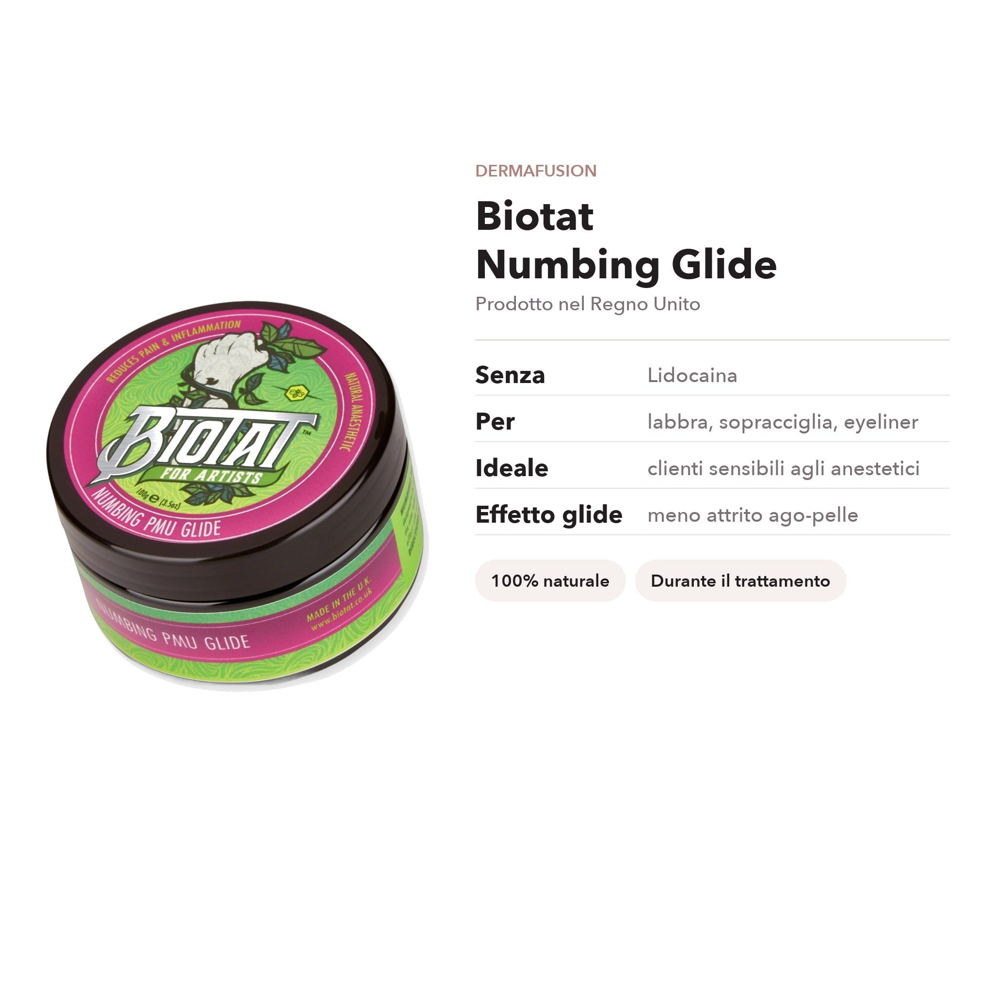 Biotat Numbing PMU Glide — Anestetico naturale senza Lidocaina - Dermafusion