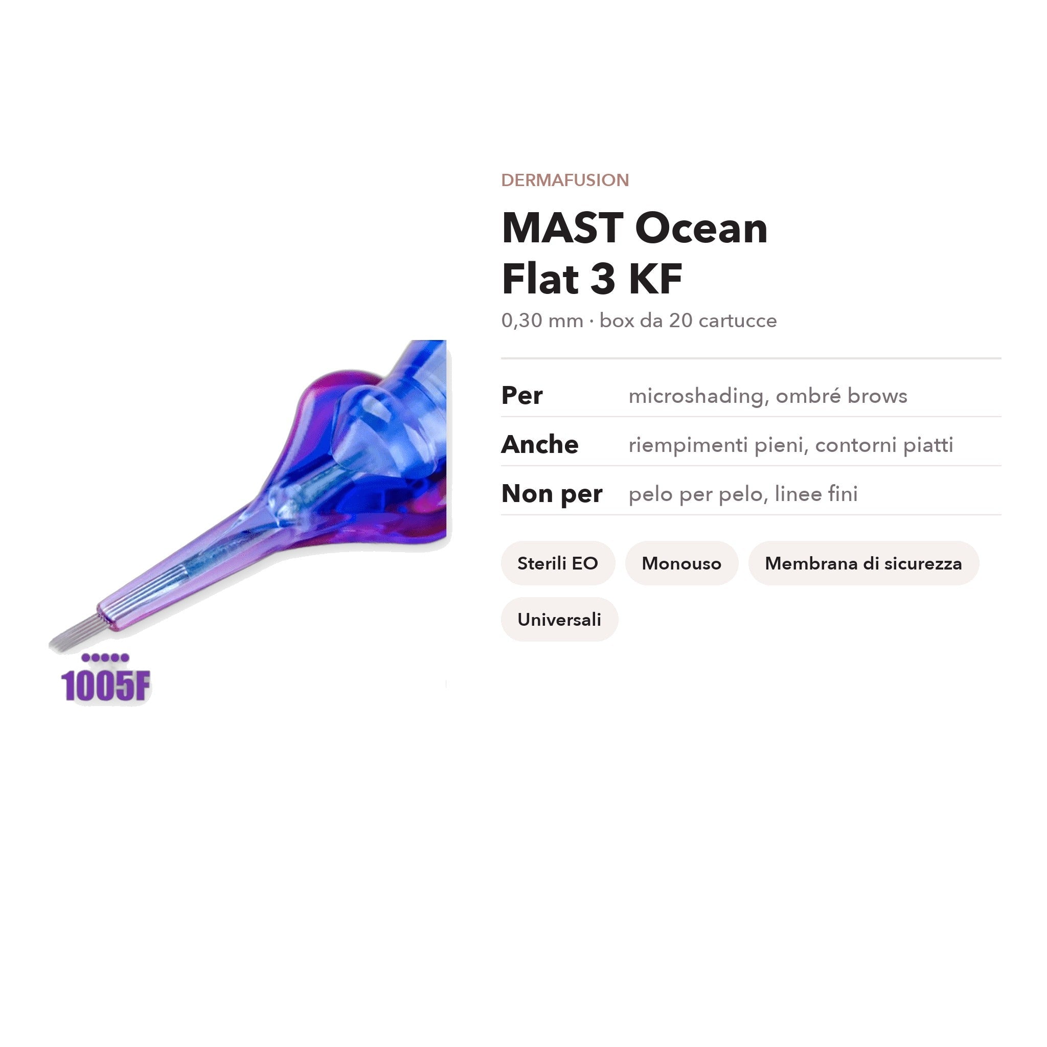 Cartucce MAST Ocean Flat 3 KF 0,30 mm — Riempimenti pieni e microshading - Dermafusion