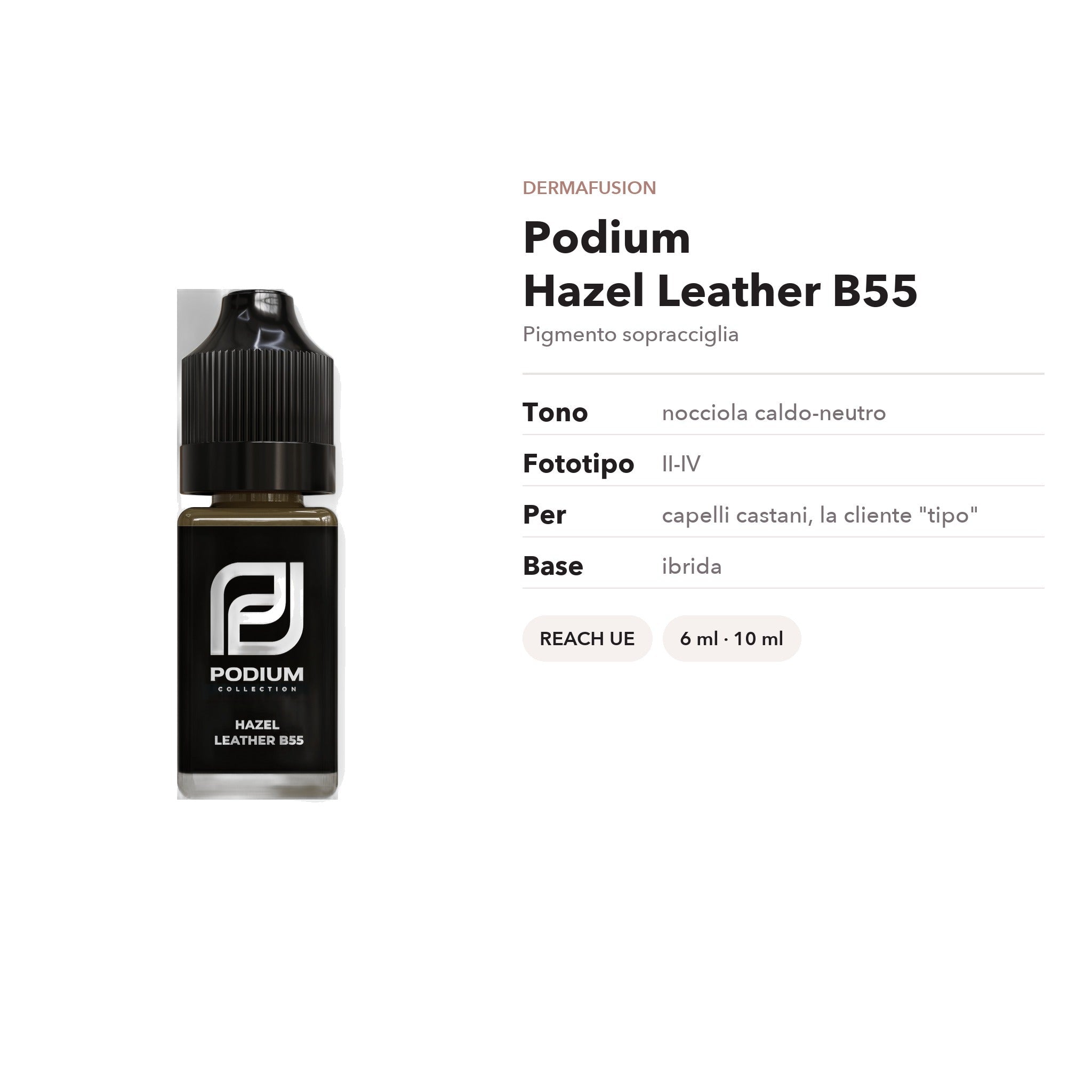 Podium Hazel Leather B55 — Pigmento sopracciglia nocciola caldo - Dermafusion