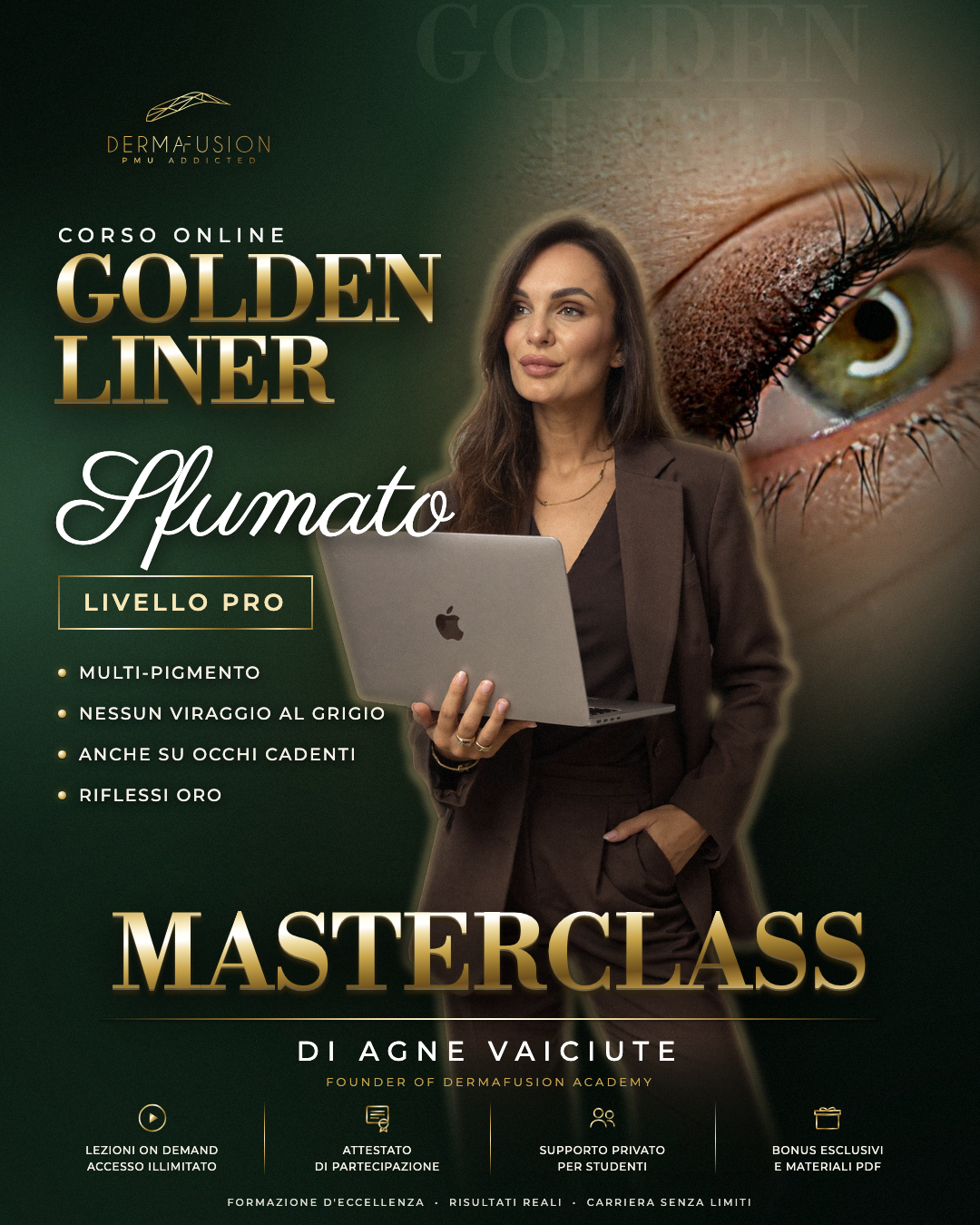Corso online Golden Liner eyeliner sfumato — Dermafusion Academy